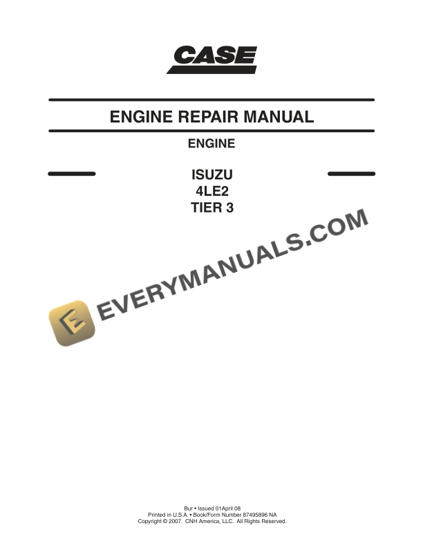 case isuzu 4le2 tier 3 engine repair manual 87495896 na 1