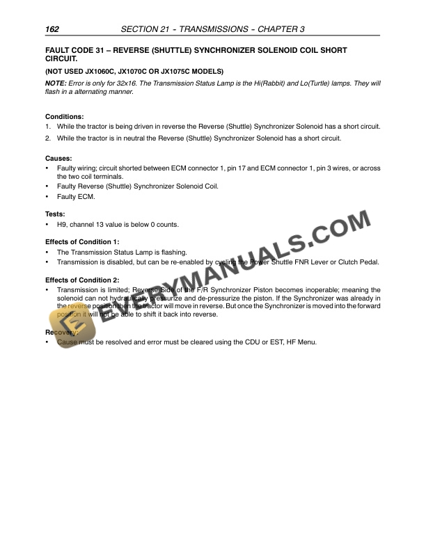 Case JX1060C, JX1070C, JX1075C Tractor Repair Manual 87046863-4