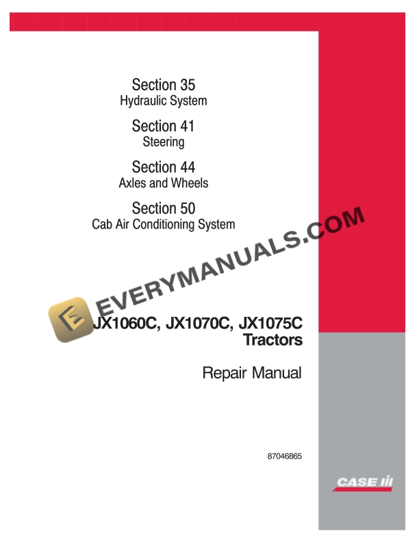 case jx1060c jx1070c jx1075c tractor repair manual 87046865 1