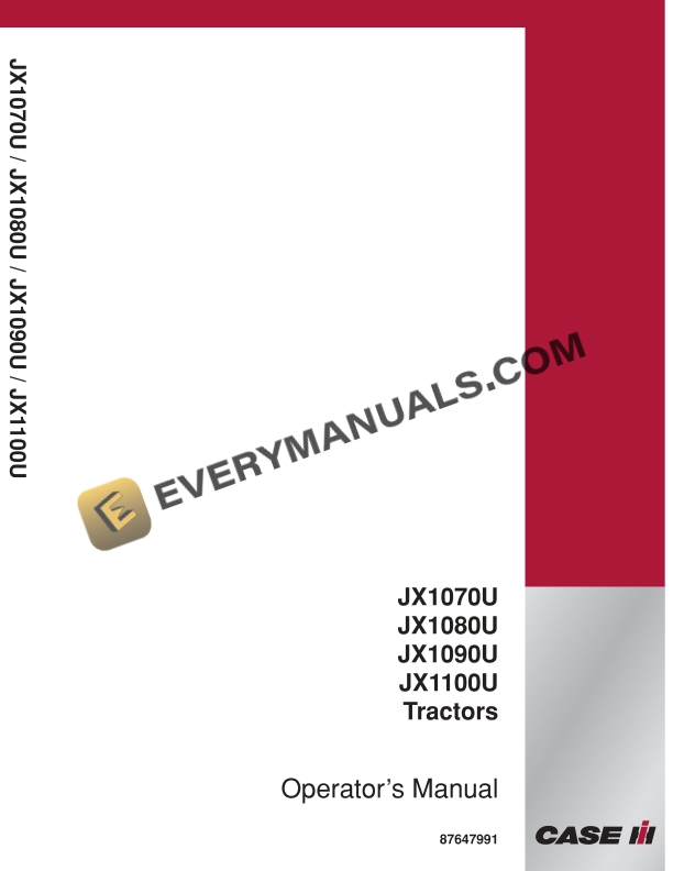 case jx1070u jx1080u jx1090u jx1100u tractor operator manual 87647991 1