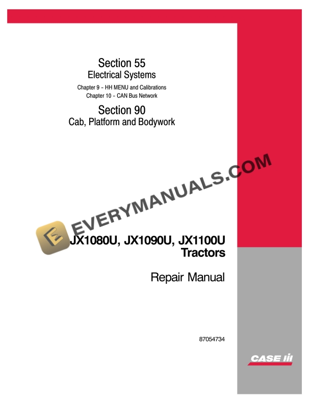case jx1080u jx1090u jx1100u tractor repair manual 87054734 1