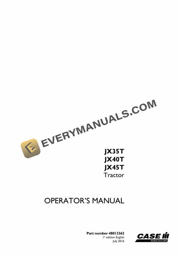 case jx35t jx40t jx45t tractor operator manual 48013363 1