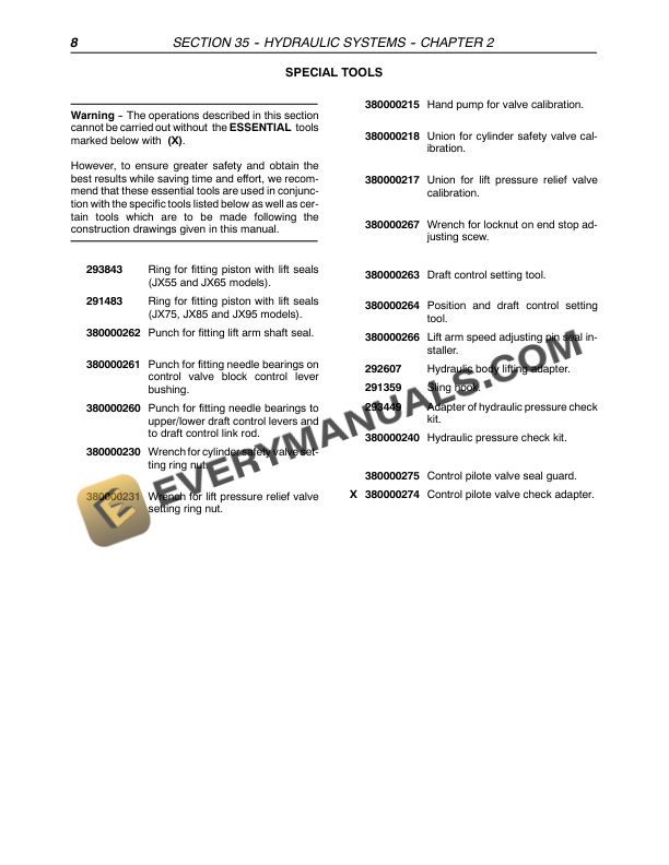 Case JX55, JX65, JX75, JX85, JX95 Tractor Repair Manual 87060404-3
