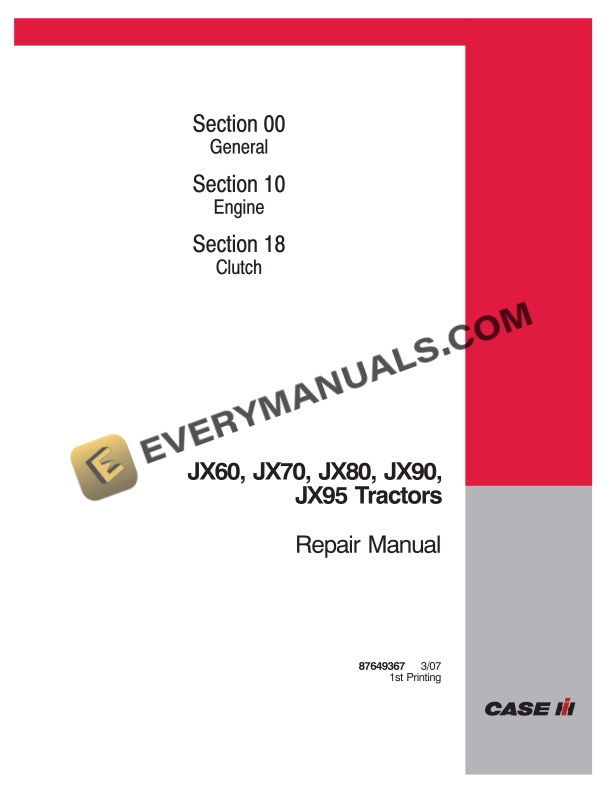 case jx60 jx70 jx80 jx90 jx95 tractor repair manual 87649367 1
