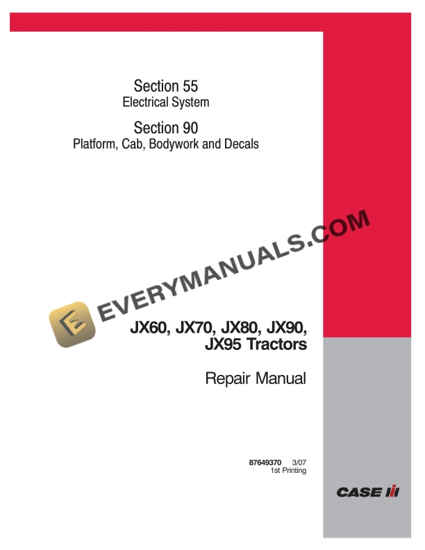 case jx60 jx70 jx80 jx90 jx95 tractor repair manual 87649370 1