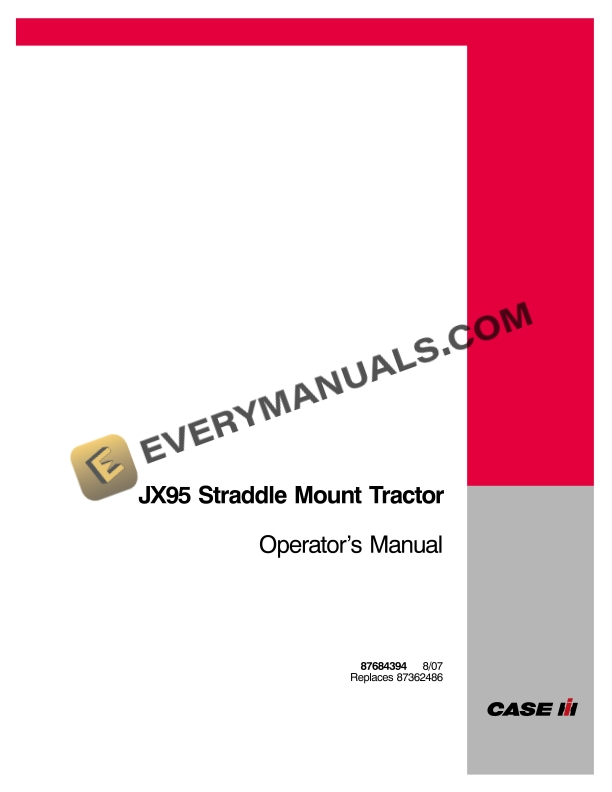Case JX95 Straddle Mount Tractor Operator Manual 87684394 PDF 1 case jx95 straddle mount tractor operator manual 87684394 1