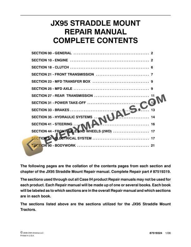 case jx95 straddle mount tractor repair manual 87519324 1