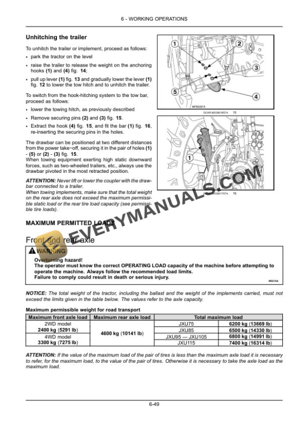 Case JXU75, JXU85, JXU95, JXU105, JXU115 Tractor Operator Manual 47767880-4