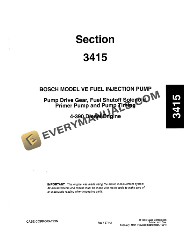 Case L Series Loader Backhoe Family Service Manual 7-48854-2