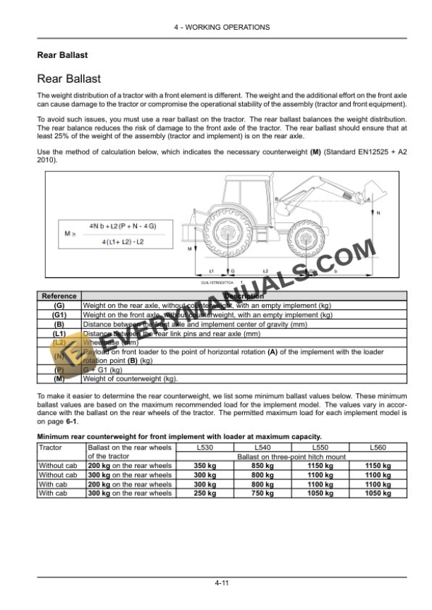 Case L530, L540, L550, L560 Front Loader Operator Manual 47916410-4