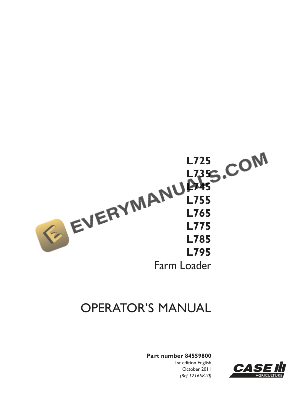 Case L725, L735, L745, L755, L765, L775, L785, L795 Farm Loader Operator Manual 84559800 PDF 1 case l725 l735 l745 l755 l765 l775 l785 l795 farm loader operator manual 84559800 1
