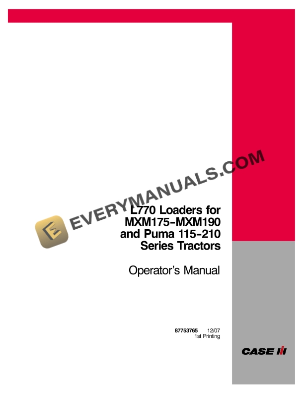 case l770 loaders for mxm175 mxm190 operator manual 87753765 1