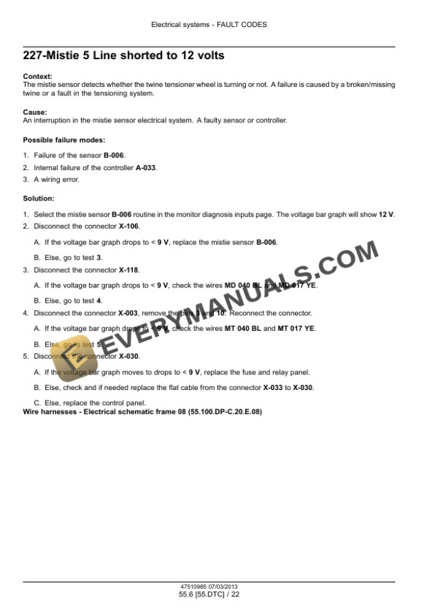 Case LB324, LB334, LB424, LB434 Square Baler Service Manual 47534296-5