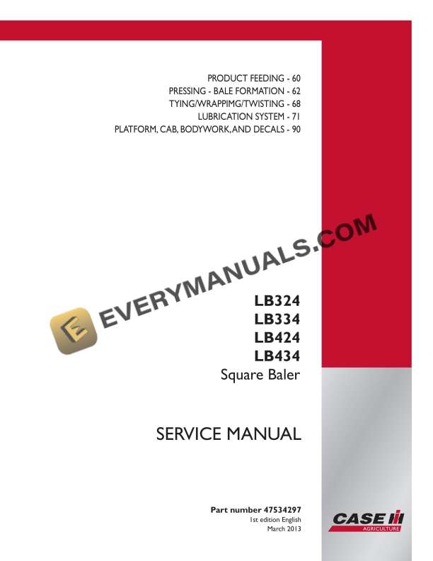 case lb324 lb334 lb424 lb434 square baler service manual 47534297 1