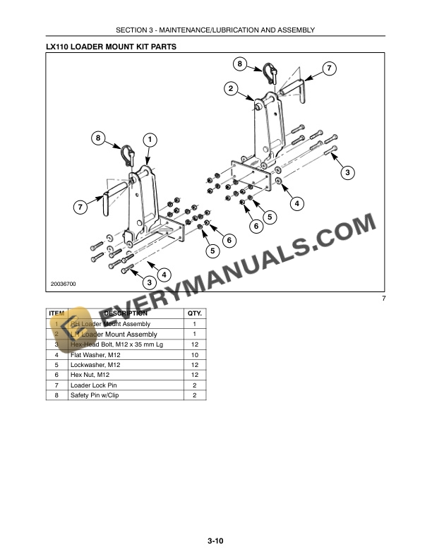 Case LX110 Loaders for DX18E, DX24E Tractor Operator Manual 87045360-5