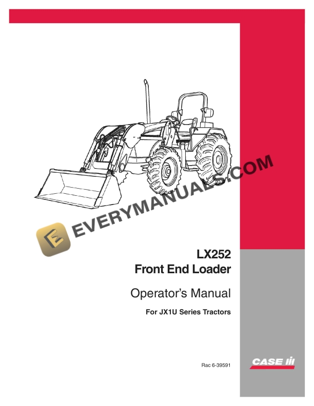 case lx252 front end loader operator manual 6 39591 1