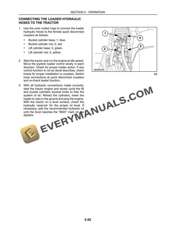 Case LX330 Loader For DX23, DX26 Tractor Operator Manual 87541772-4