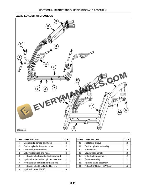 Case LX330 Loader For DX23, DX26 Tractor Operator Manual 87541772-5