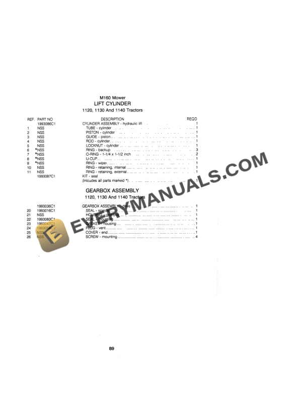 Case M160 Mower For 1100 Series Tractor Operator Manual 9-22331-5