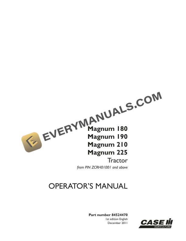 case magnum 180 190 210 225 tractor operator manual 84524470 1