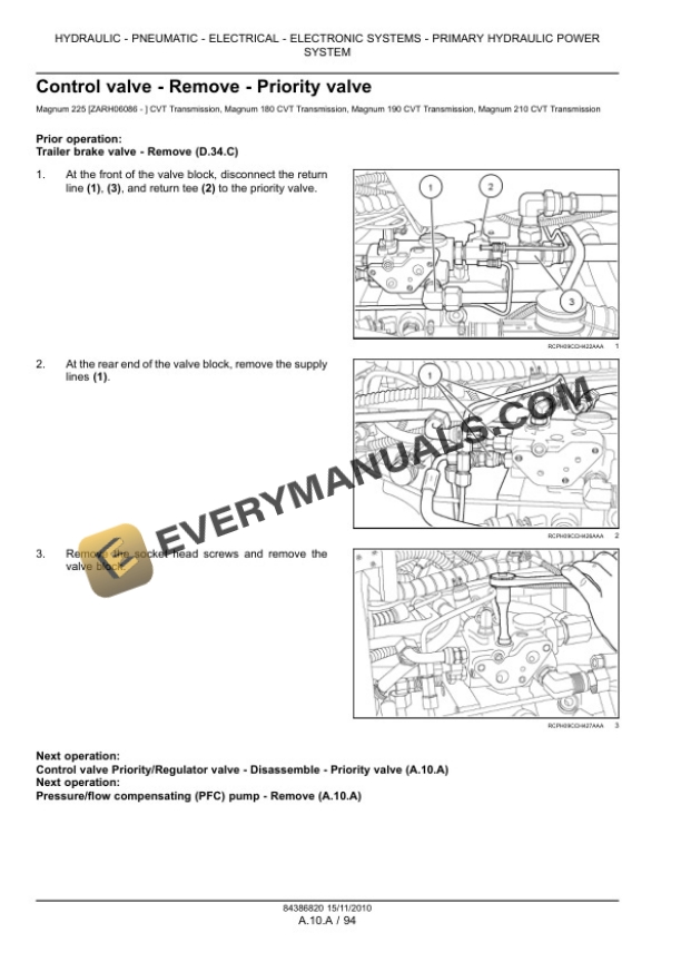 Case Magnum 180, 190, 210, 225 Tractor with CVT Transmission Service Manual 84399391-4
