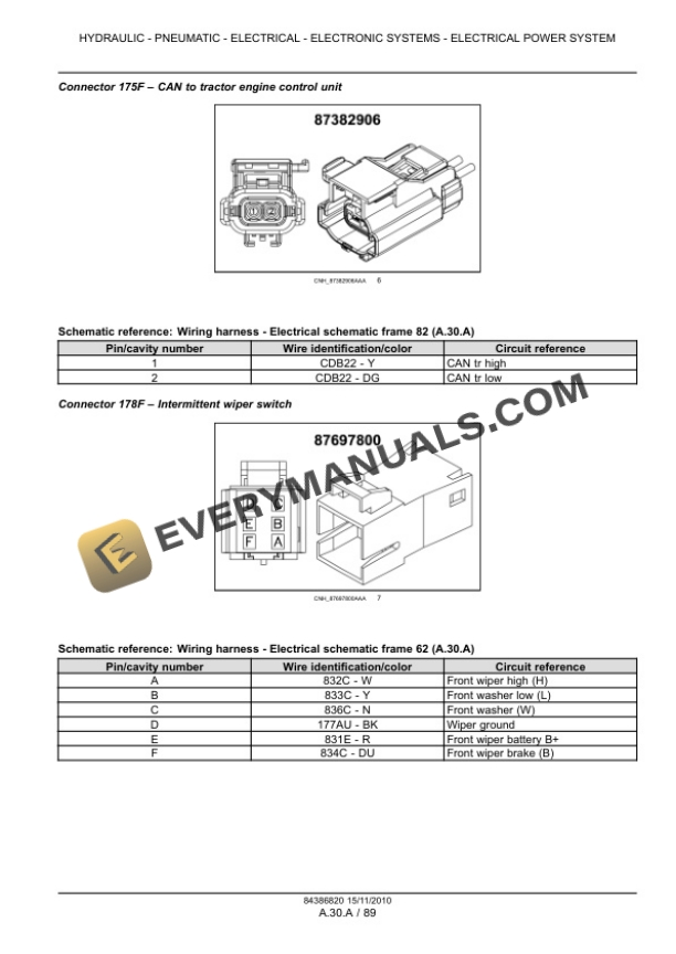 Case Magnum 180, 190, 210, 225 Tractor with CVT Transmission Service Manual 84399392-3