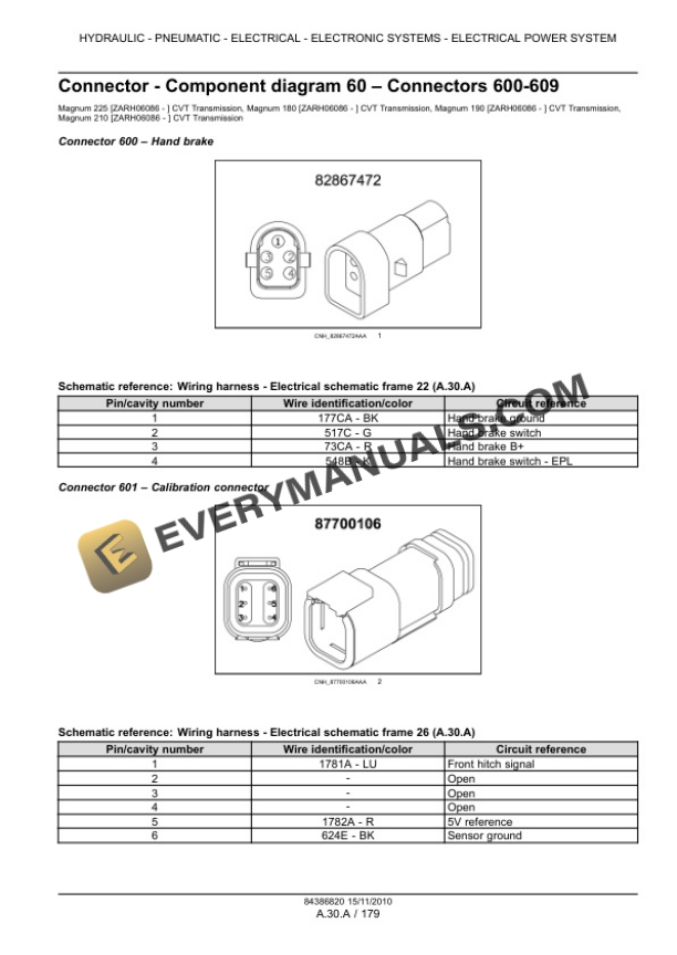 Case Magnum 180, 190, 210, 225 Tractor with CVT Transmission Service Manual 84399392-5