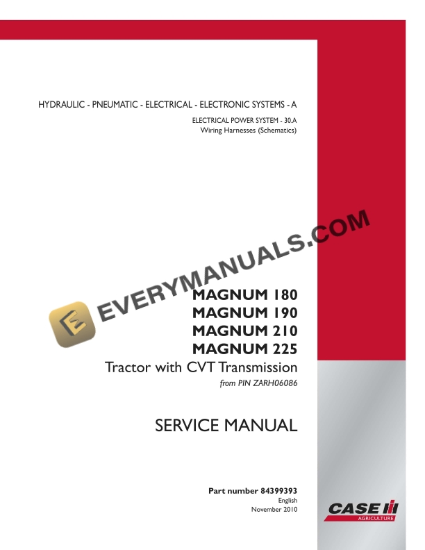 case magnum 180 190 210 225 tractor with cvt transmission service manual 84399393 1