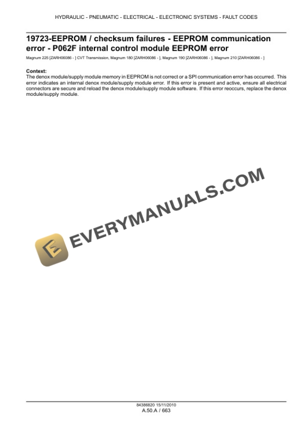 Case Magnum 180, 190, 210, 225 Tractor with CVT Transmission Service Manual 84399396-4