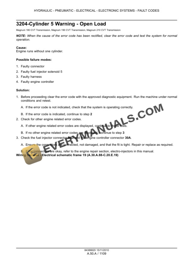 Case Magnum 180, 190, 210, 225 Tractor with CVT Transmission Service Manual 84399397-4