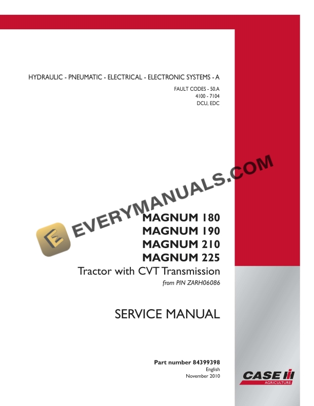 case magnum 180 190 210 225 tractor with cvt transmission service manual 84399398 1