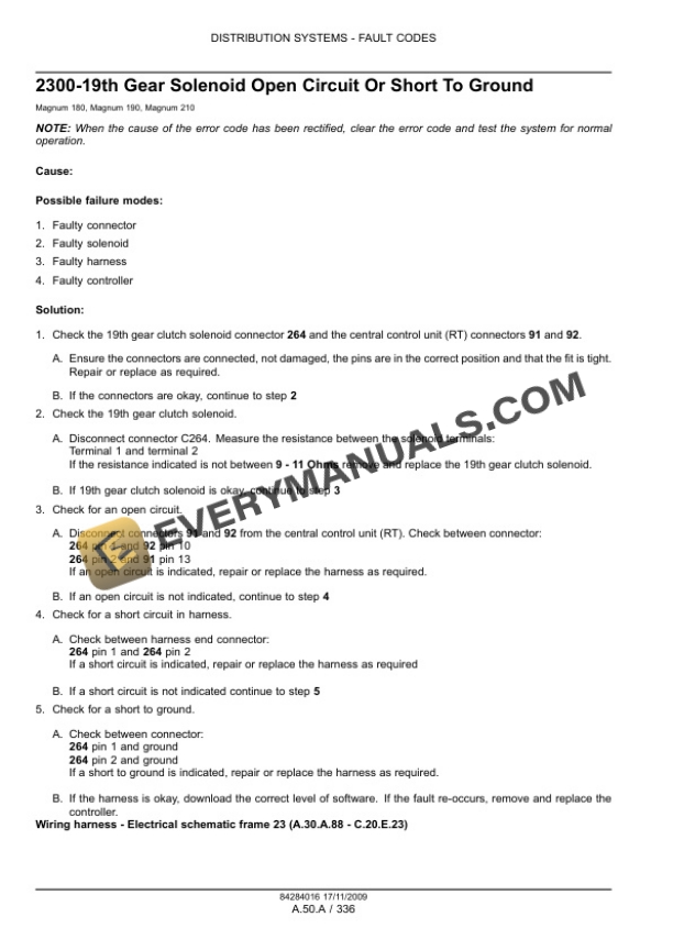 Case Magnum 180, 190, 210 Series Tractors with Powershift Transmission Service Manual 84286747-2