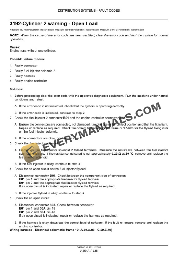 Case Magnum 180, 190, 210 Series Tractors with Powershift Transmission Service Manual 84286747-5