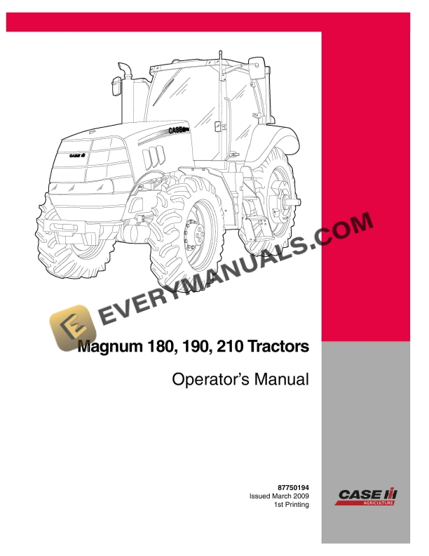 case magnum 180 190 210 tractor operator manual 87750194 1