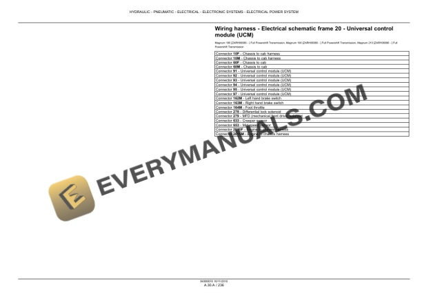 Case Magnum 180, 190, 210 Tractor with Full Powershift Transmission Service Manual 84399413-2