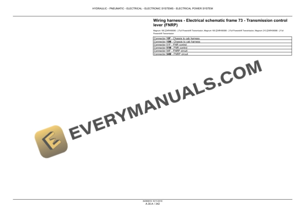 Case Magnum 180, 190, 210 Tractor with Full Powershift Transmission Service Manual 84399413-5