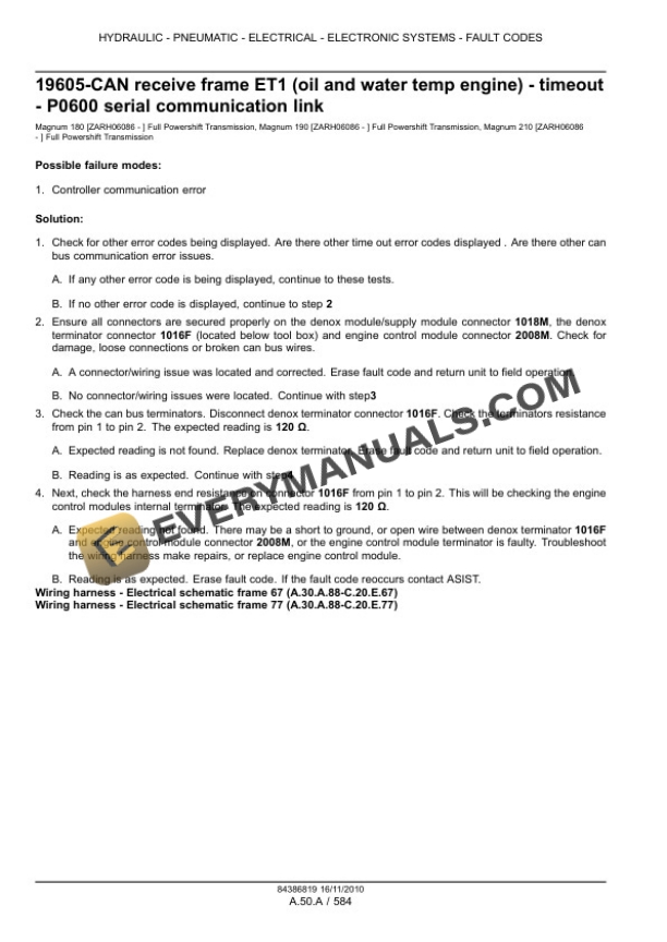 Case Magnum 180, 190, 210 Tractor with Full Powershift Transmission Service Manual 84399416-3