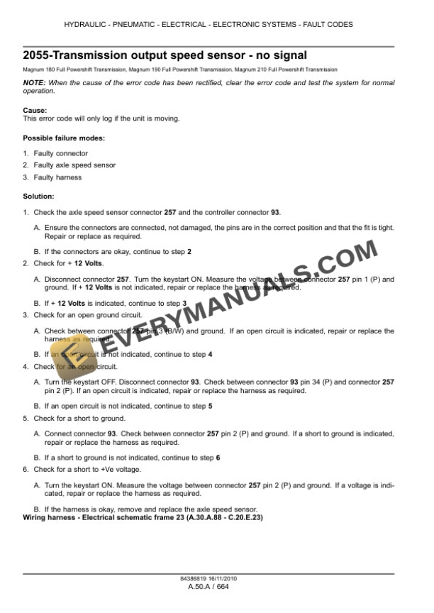 Case Magnum 180, 190, 210 Tractor with Full Powershift Transmission Service Manual 84399416-4