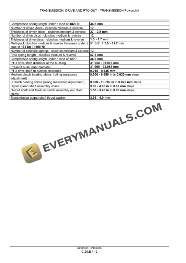 Case Magnum 180, 190, 210 Tractor with Full Powershift Transmission Service Manual 84399420-2