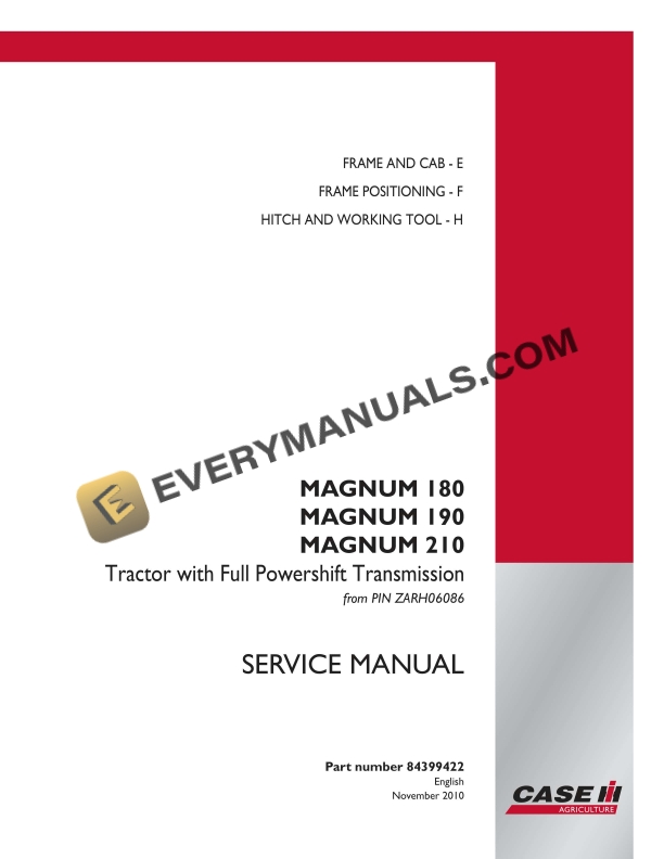 case magnum 180 190 210 tractor with full powershift transmission service manual 84399422 1