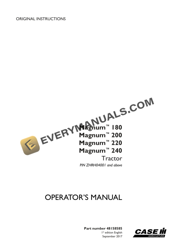 case magnum 180 200 220 240 tractor operator manual 48158585 1