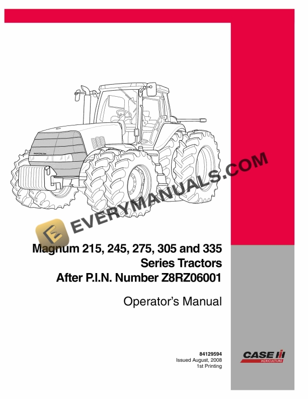 case magnum 215 245 275 305 335 series tractor operator manual 84129594 1