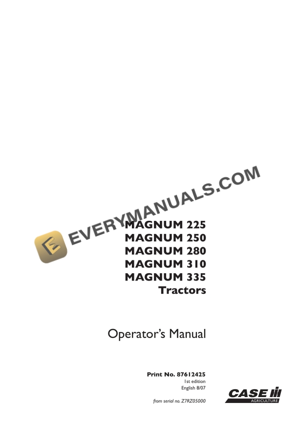 case magnum 225 250 280 310 335 tractor operator manual 87612425 1