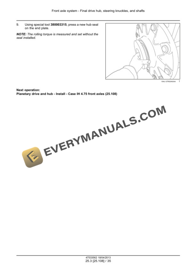 Case Magnum 235, 260, 290, 315, 340, 370 Continuously Variable Transmission (CVT) Tractor Service Manual 47538946-4