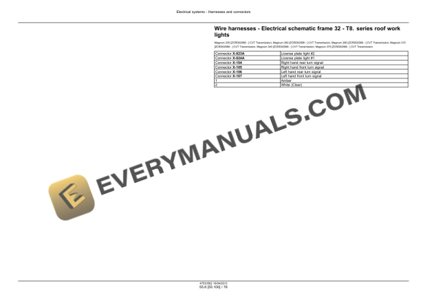 Case Magnum 235, 260, 290, 315, 340, 370 Continuously Variable Transmission (CVT) Tractor Service Manual 47538950-3