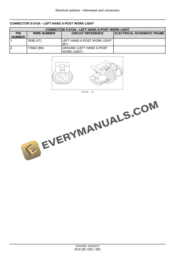 Case Magnum 235, 260, 290, 315, 340, 370 Continuously Variable Transmission (CVT) Tractor Service Manual 47538951-2
