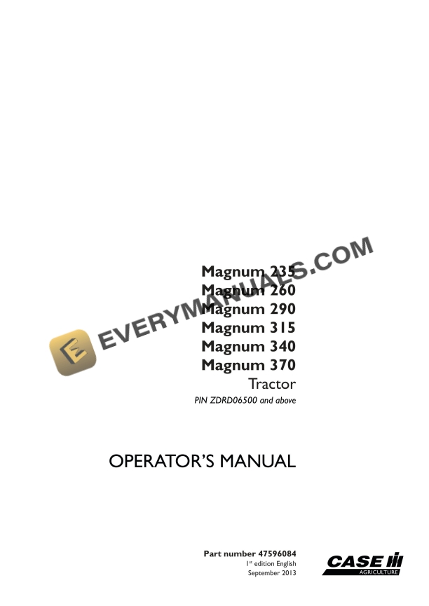 case magnum 235 260 290 315 340 370 tractor operator manual 47596084 1
