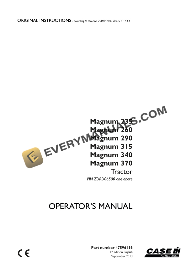 case magnum 235 260 290 315 340 370 tractor operator manual 47596116 1