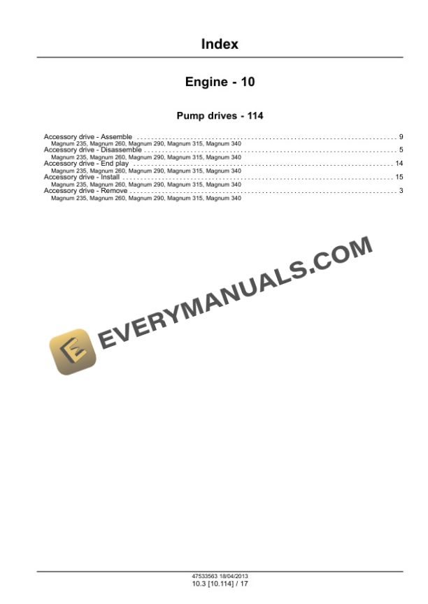 Case Magnum 235, 260, 290, 315, 340 Continuously Variable Transmission (CVT) Tractor Service Manual 47538969 PDF 5 Case Magnum 235, 260, 290, 315, 340 Continuously Variable Transmission (CVT) Tractor Service Manual 47538969 PDF - Image 3