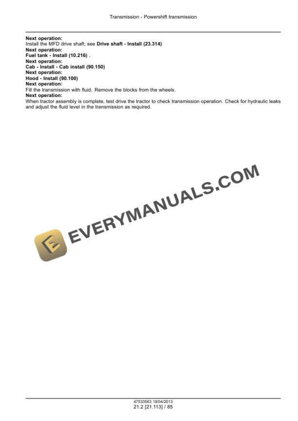 Case Magnum 235, 260, 290, 315, 340 Continuously Variable Transmission (CVT) Tractor Service Manual 47538970 PDF 4 Case Magnum 235, 260, 290, 315, 340 Continuously Variable Transmission (CVT) Tractor Service Manual 47538970 PDF - Image 2